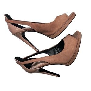 Zara Velvet Heels Shoes Pink Open Toe High Heels Size 38 7.5